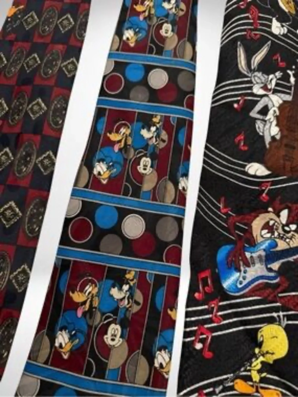 Disney Looney Tunes Vintage 90s Necktie Ties Lot Bundle Mickey Taz Bugs Goofy